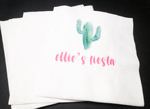 Load image into Gallery viewer, Cactus Birthday Fiesta 1st Fiesta Personalized Bachelorette Fiesta Cocktail, Luncheon or Dinner Napkins Set of 25