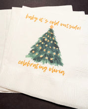 Load image into Gallery viewer, Baby It's Cold Outside Winter Christmas Baby Shower Birthday December Shower Personalized Cocktail, Luncheon or Dinner Napkins Set of 25