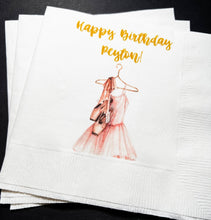 Load image into Gallery viewer, Ballerina Birthday Dancer Tutu Nutcracker Ballerina Party Personalized Cocktail, Luncheon or Dinner Napkins Set of 25
