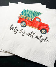 Load image into Gallery viewer, Baby It's Cold Outside Red Truck Winter Christmas Baby Shower Birthday December Shower Cocktail, Luncheon or Dinner Napkins Set of 25