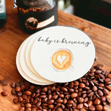 Load image into Gallery viewer, Baby is Brewing Coffee Baby Shower Coasters Baby Shower Brewing Coasters