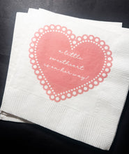 Load image into Gallery viewer, A Little Sweetheart is on the Way Baby Shower Heart Valentines Girl Baby Shower Pink Red Baby Cocktail, Luncheon or Dinner Napkins Set of 25