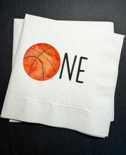 Load image into Gallery viewer, Basketball 1st Birthday Party Basketball theme birthday Cocktail, Luncheon or Dinner Napkins Set of 25