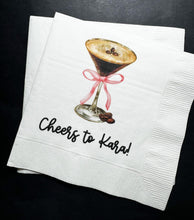 Load image into Gallery viewer, A Tini Bit Older Espresso Martini Pink Bow Birthday Party Bridal Shower Personalized Cocktail, Luncheon or Dinner Napkins Set of 25