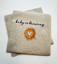 Load image into Gallery viewer, A Baby is Brewing Baby Shower Coffee Bar Baby Brunch Kraft Cocktail or Dinner Napkins Set of 25