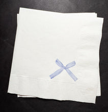 Load image into Gallery viewer, Blue Bow Bridal Shower Blue Bow Baby Shower Blue Bow Birthday Cocktail, Luncheon or Dinner Napkins Set of 25