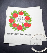 Load image into Gallery viewer, Apple of our Eye Birthday Apple Fall Birthday Fall Apple themed bday Apple Personalized Cocktail or Luncheon or Dinner Napkins, Set of 25