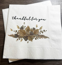 Load image into Gallery viewer, Thanksgiving Gather Give Thanks Pumpkin Fall Thanksgiving Dinner Table Cocktail, Luncheon or Dinner Napkins Set of 25