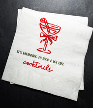 Load image into Gallery viewer, Tini Bit Merry Holiday Martini Christmas Party Jingle & Mingle Friendsmas Holiday Party Cocktail Luncheon or Dinner Napkins Set of 25