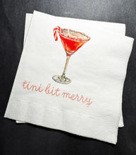 Load image into Gallery viewer, Tini Bit Merry Holiday Martini Christmas Party Jingle & Mingle Friendsmas Holiday Party Cocktail Luncheon or Dinner Napkins Set of 25