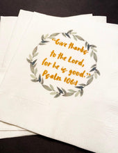 Load image into Gallery viewer, Thanksgiving Friendsgiving Give Thanks to the Lord Cocktail Napkins, Set of 25