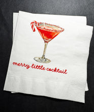 Load image into Gallery viewer, Tini Bit Merry Holiday Martini Christmas Party Jingle & Mingle Friendsmas Holiday Party Cocktail Luncheon or Dinner Napkins Set of 25
