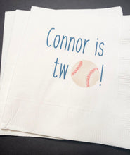 Load image into Gallery viewer, Baseball 2nd Birthday Party Baseball theme birthday Personalized Cocktail, Luncheon or Dinner Napkins Set of 25