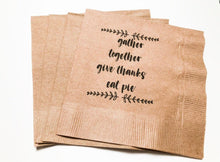 Load image into Gallery viewer, Thanksgiving Gather Together Kraft Cocktail Napkins, Set of 25