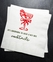 Load image into Gallery viewer, Tini Bit Merry Holiday Martini Christmas Party Jingle & Mingle Friendsmas Holiday Party Cocktail Luncheon or Dinner Napkins Set of 25