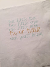 Load image into Gallery viewer, Baby Reveal Mint Gold Baby Shower Cocktail, Luncheon or Dinner Napkins Set of 25