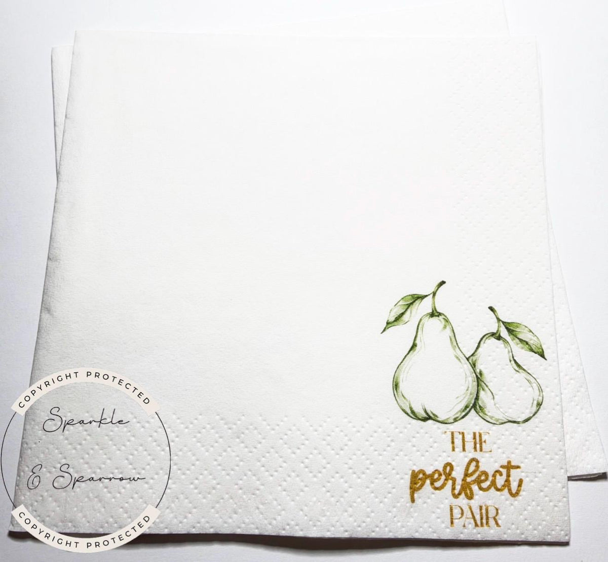 The Perfect Pair Bridal Shower Pear Bridal Shower Pear Couples Shower Perfect Pear  Spring Cocktail, Luncheon or Dinner Napkins Set of 25