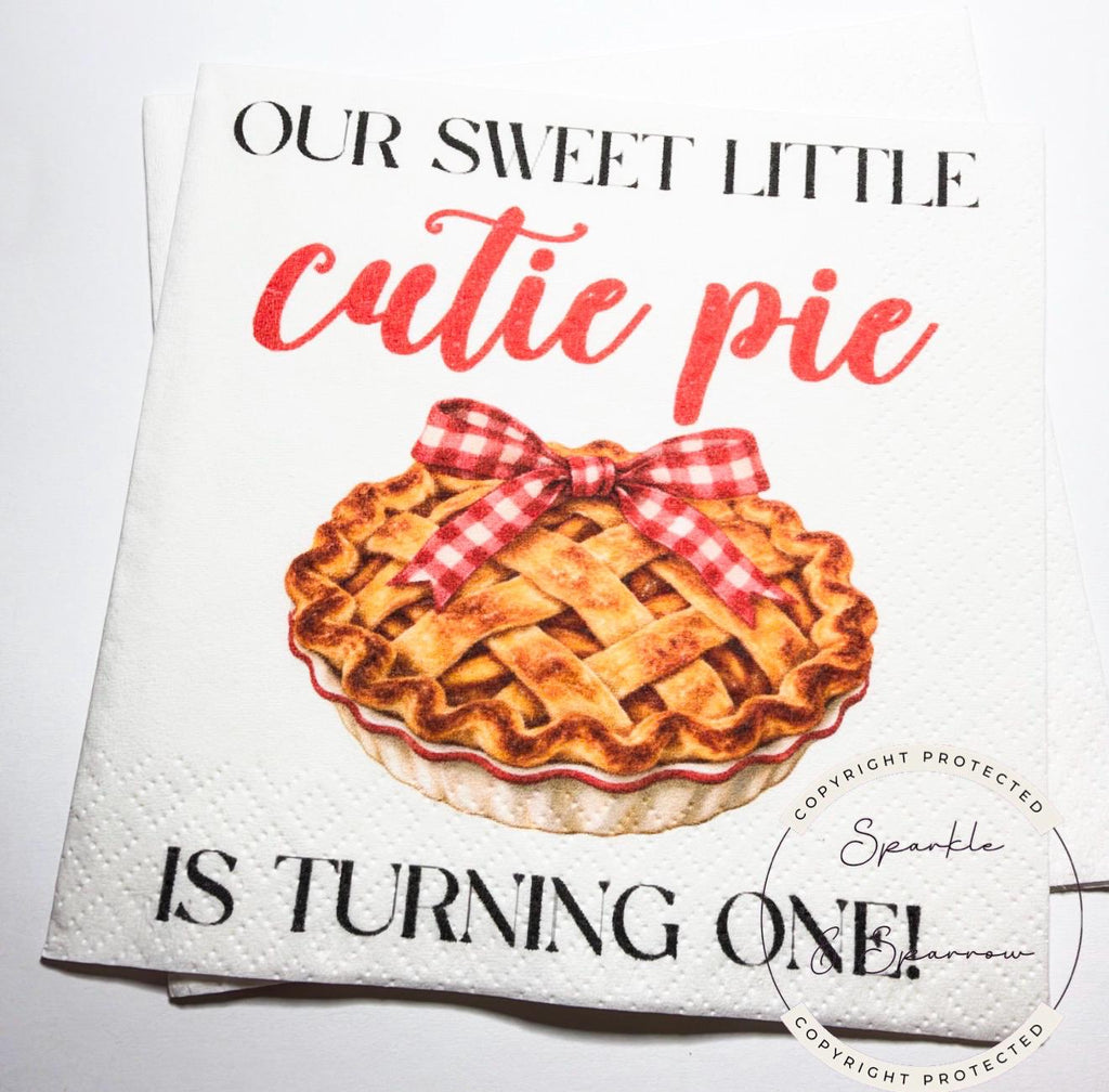 Sweet Little Cutie Pie 1st Birthday Napkins Pumpkin Pie First Birthday Fall First Bday Party Autumn Pumpkin Birthday Napkins, Set of 25