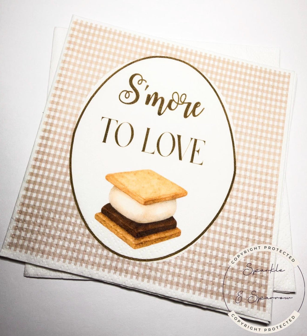 Smore to Love Baby Shower S'mores Bar Baby Shower Fall Gender Reveal Fall S'mores Shower Cocktail, Luncheon or Dinner Napkins Set of 25