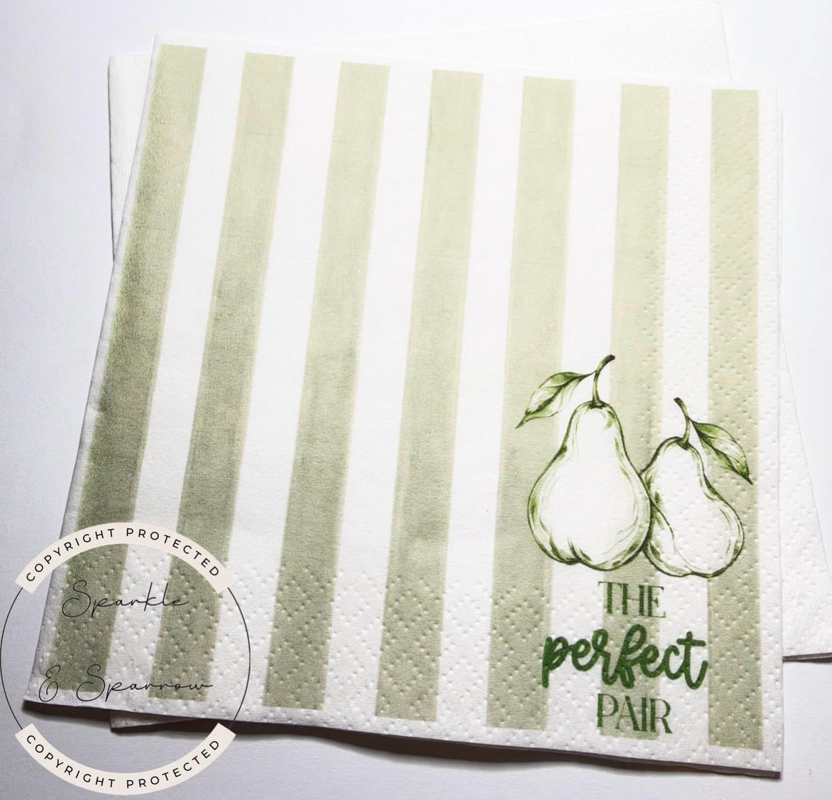The Perfect Pair Bridal Shower Pear Bridal Shower Pear Couples Shower Perfect Pear  Spring Cocktail, Luncheon or Dinner Napkins Set of 25
