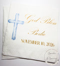 Baptism Napkins Christening Napkins God Bless Dedication Celebration Boy Baptism Personalized Cocktail, Luncheon or Dinner Napkins Set of 25