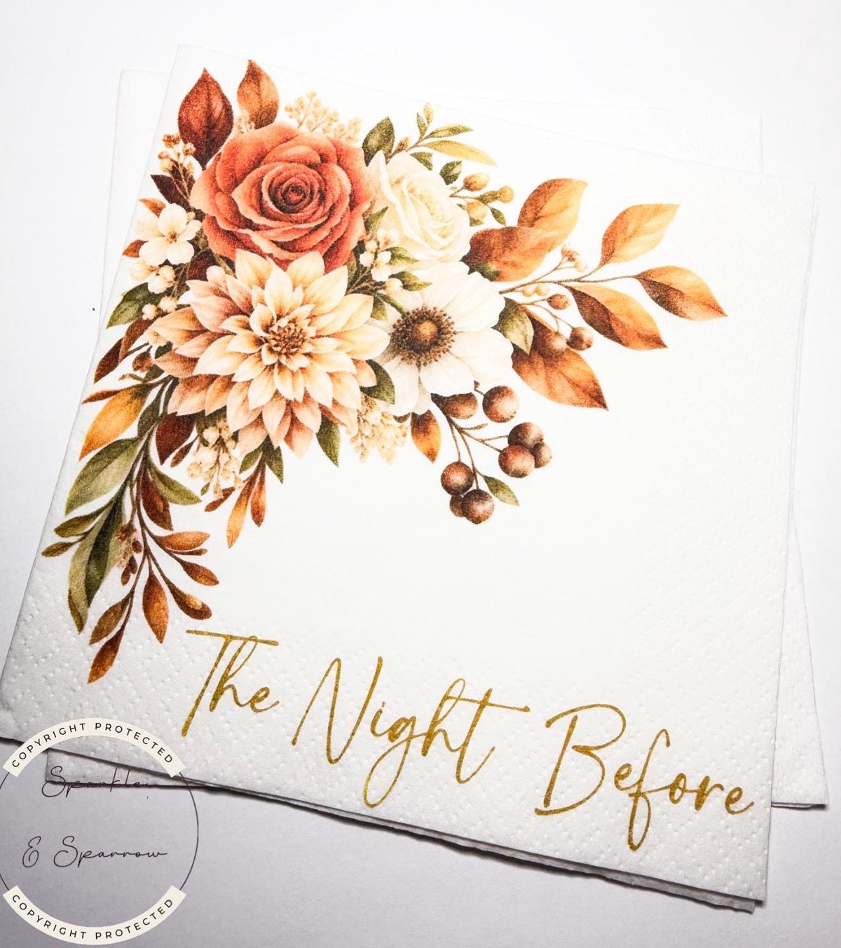 The Night Before Rehearsal Dinner Fall Rehearsal Dinner Fall Wedding Napkins One Day Away Cocktail, Luncheon or Dinner Napkins Set of 25