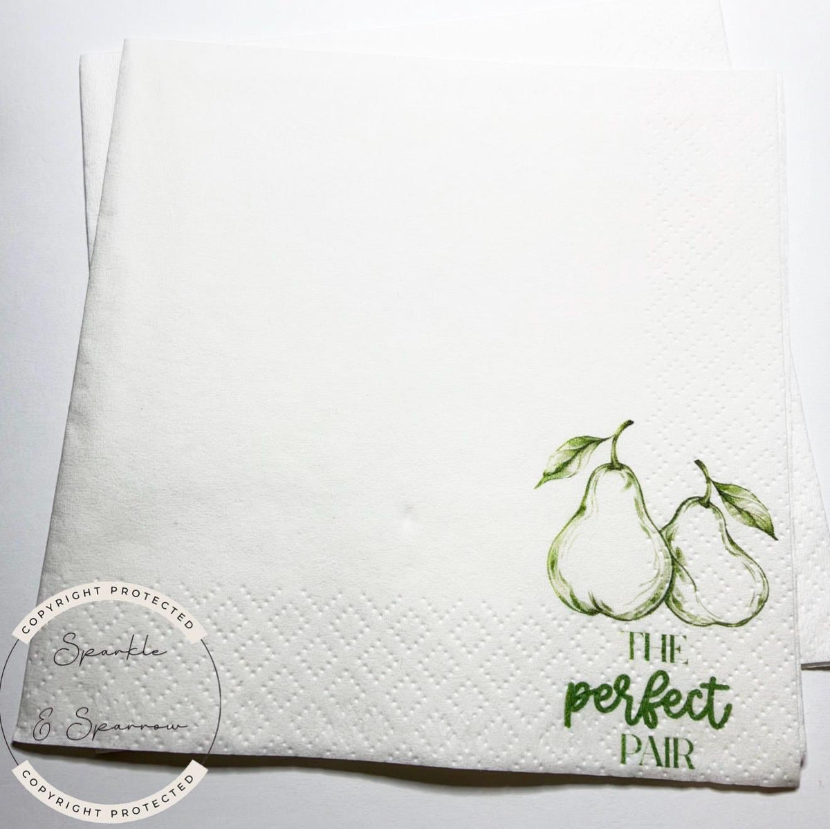 The Perfect Pair Bridal Shower Pear Bridal Shower Pear Couples Shower Perfect Pear  Spring Cocktail, Luncheon or Dinner Napkins Set of 25