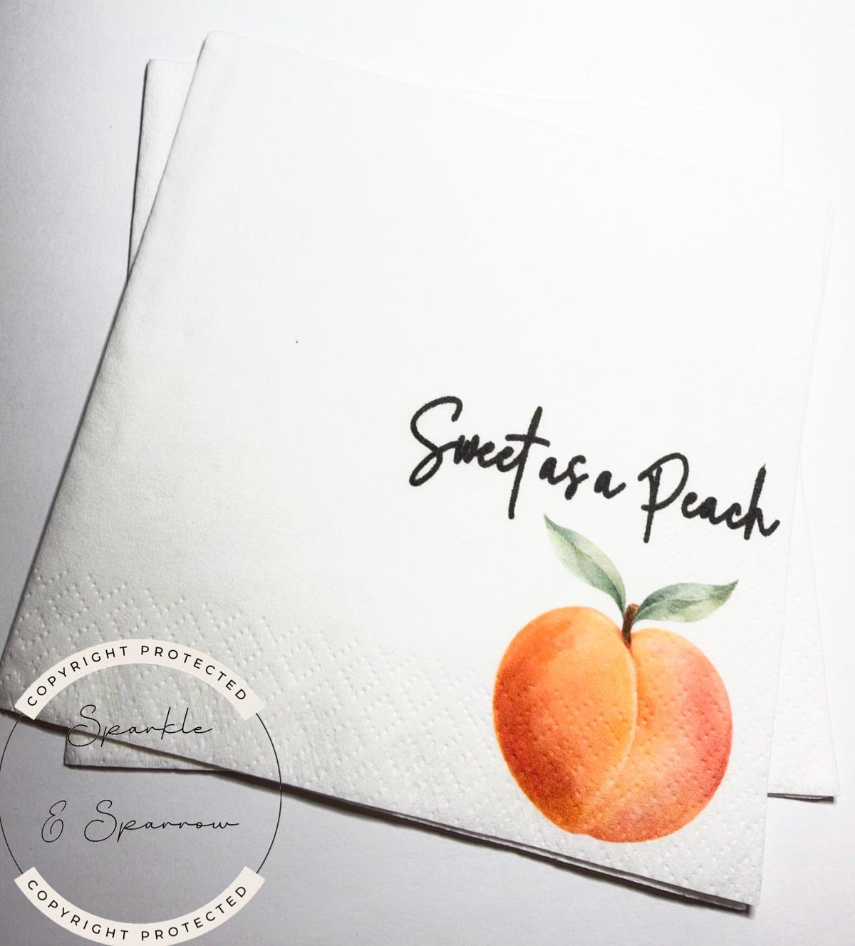 Sweet as a Peach Napkins Peach Birthday Party Sweet as a Peach Baby Shower  Cocktail, Luncheon or Dinner Napkins Set of 25