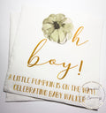 Oh Boy Pumpkin Napkins Fall Baby Shower Napkins Boy Neutral Sage Green Pumpkin Baby Shower Fall Baby Shower Personalized Napkins, Set of 25