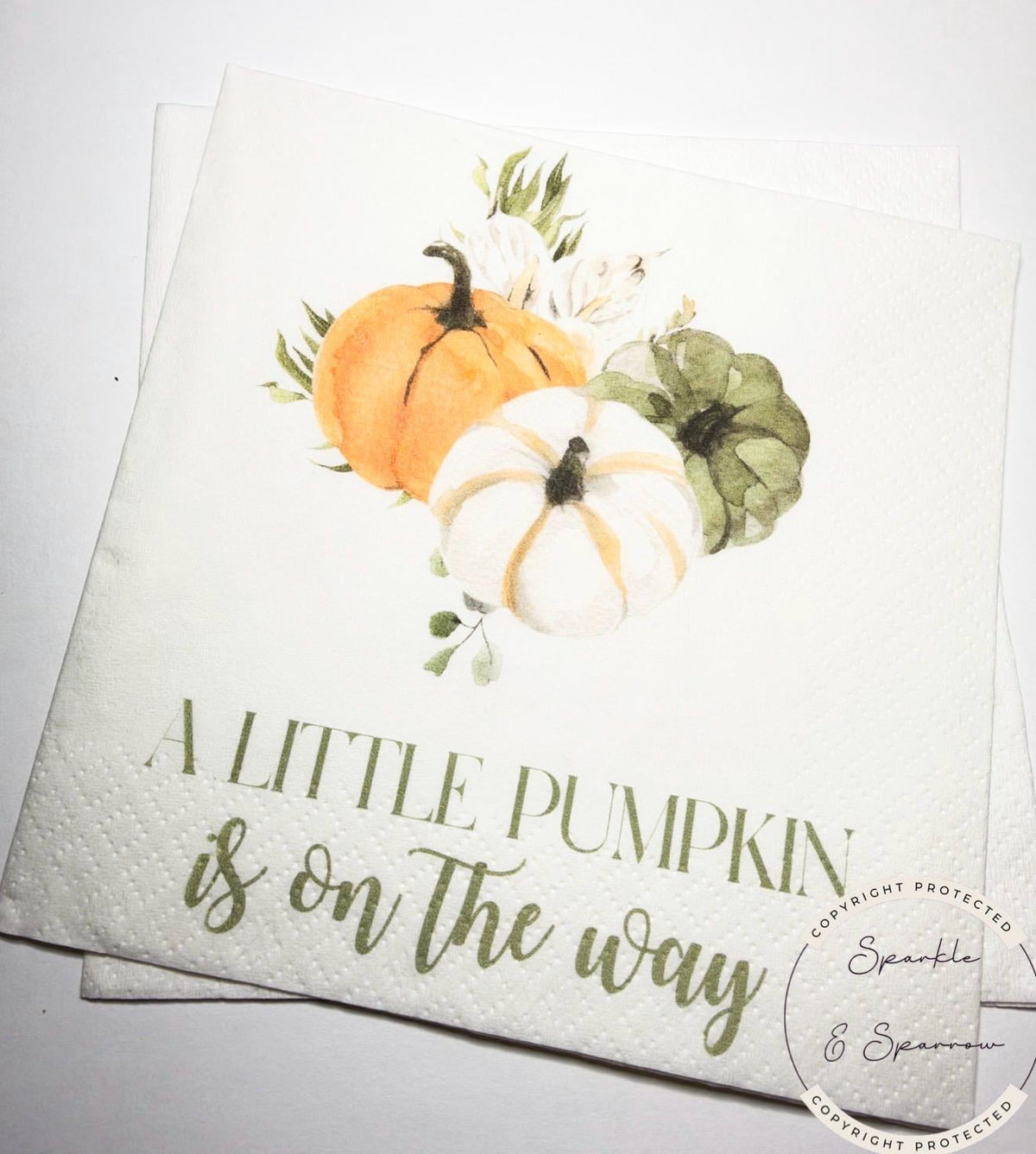 A Little Pumpkin is on the Way Fall Baby Shower Pumpkin Autumn Baby Shower Gender Neutral Pumpkin Fall Baby Shower Napkins, Set of 25