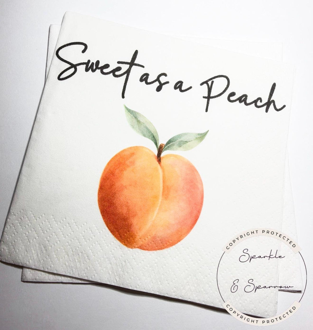 Sweet as a Peach Napkins Peach Birthday Party Sweet as a Peach Baby Shower  Cocktail, Luncheon or Dinner Napkins Set of 25
