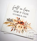 Fall in Love Fall Bridal Shower Fall Wedding Autumn Floral Neutral Fall Bridal Personalized Cocktail, Luncheon or Dinner Napkins Set of 25