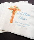 Baptism Napkins Christening God Bless Celebration Party Personalized Cocktail, Luncheon or Dinner Napkins Set of 25