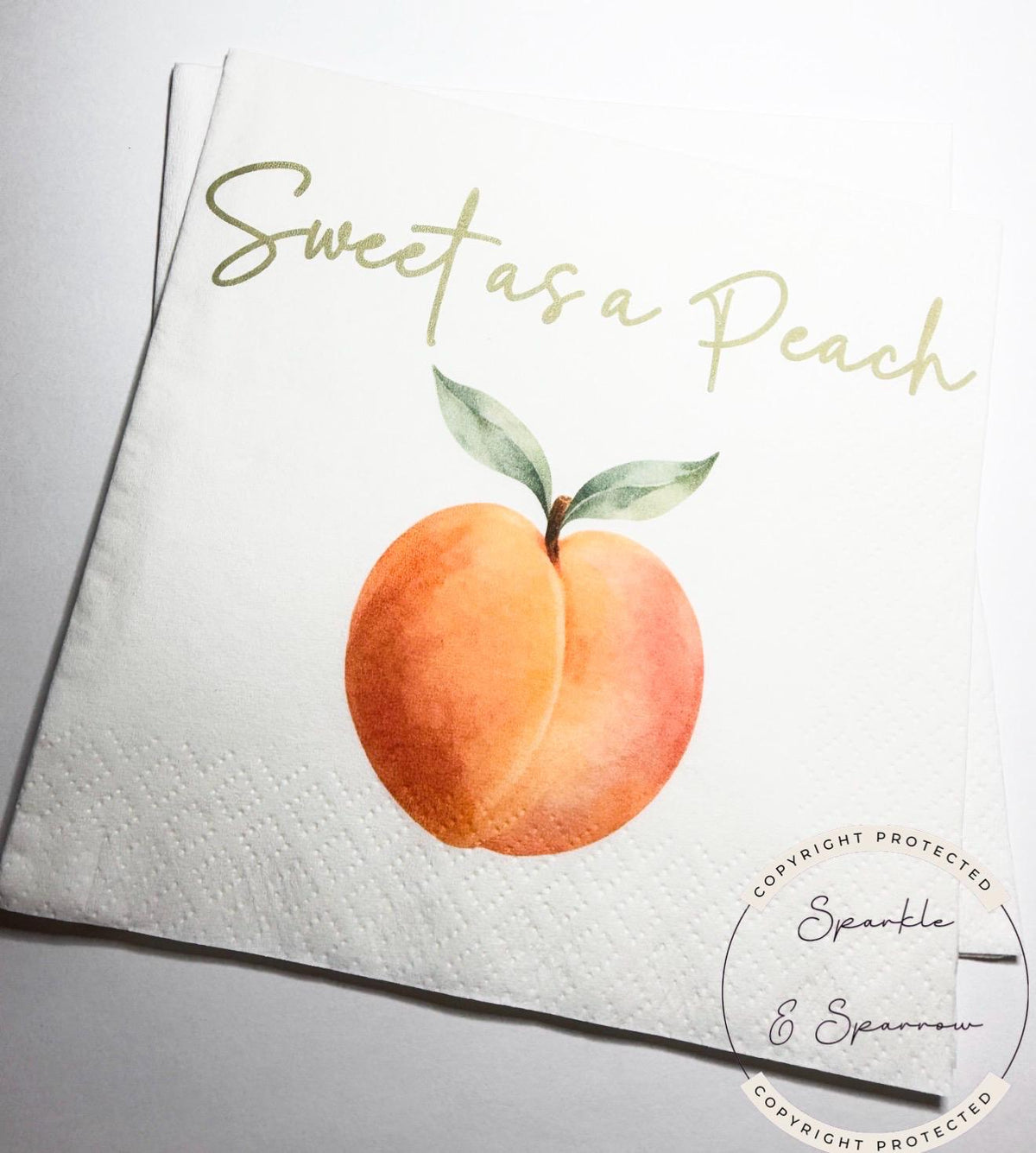 Sweet as a Peach Napkins Peach Birthday Party Sweet as a Peach Baby Shower  Cocktail, Luncheon or Dinner Napkins Set of 25