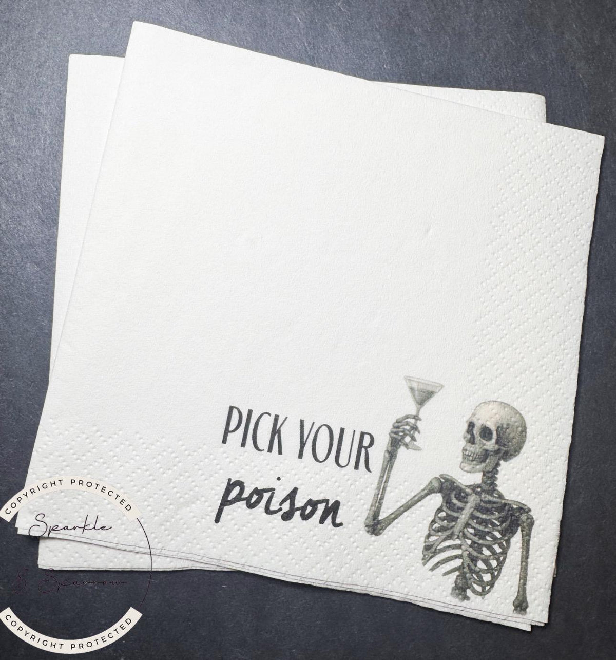 Pick Your Poison Halloween Party Napkins Halloween Bash Halloween Cocktail Party Skeleton Table Decor Party Napkins, Set of 25