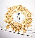 Personalized Wedding Napkins Fall Gold Baroque Wedding Napkins Custom Gold Bridal Shower Wedding Personalized Napkins, Set of 25