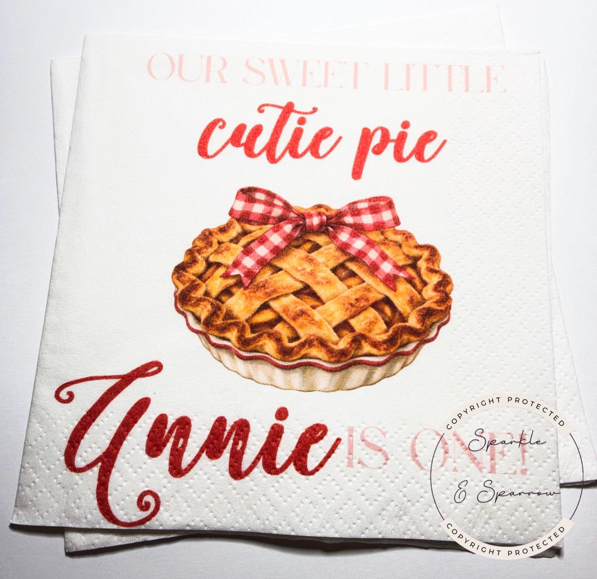 Sweet Little Cutie Pie 1st Birthday Napkins Pumpkin Pie First Birthday Fall First Bday Party Autumn Pumpkin Personalized Napkins, Set of 25