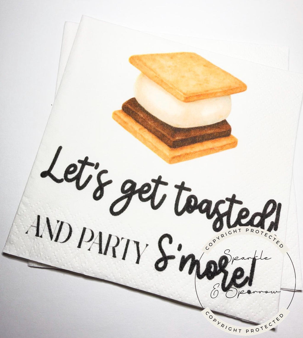 Let’s Get Toasted Smores Bar Roast a Marshmallow Party Smore Birthday Wedding Smores Cocktail, Luncheon or Dinner Napkins Set of 25