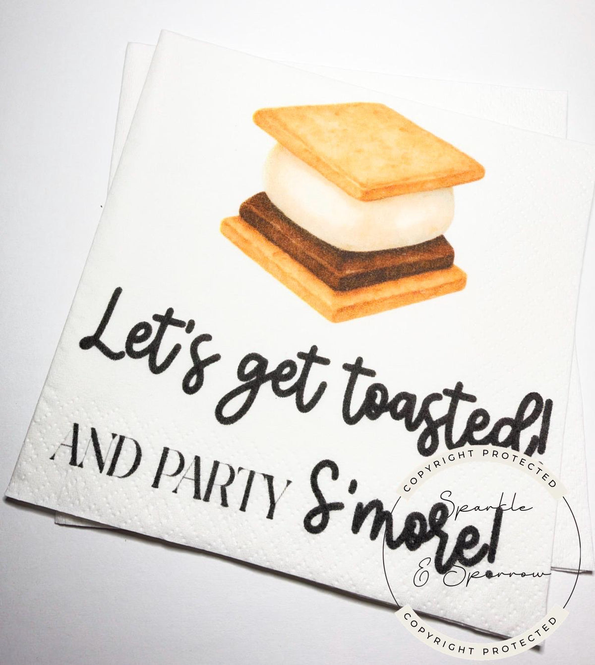Let’s Get Toasted Smores Bar Roast a Marshmallow Party Smore Birthday Wedding Smores Cocktail, Luncheon or Dinner Napkins Set of 25