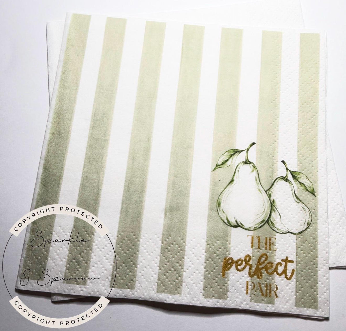 The Perfect Pair Bridal Shower Pear Bridal Shower Pear Couples Shower Perfect Pear  Spring Cocktail, Luncheon or Dinner Napkins Set of 25