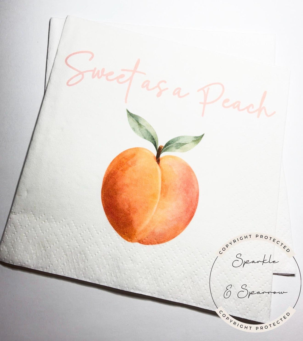 Sweet as a Peach Napkins Peach Birthday Party Sweet as a Peach Baby Shower  Cocktail, Luncheon or Dinner Napkins Set of 25