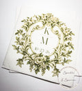 Personalized Wedding Napkins Fall Sage Green Baroque Wedding Napkins Custom Green Bridal Shower Wedding Personalized Napkins, Set of 25