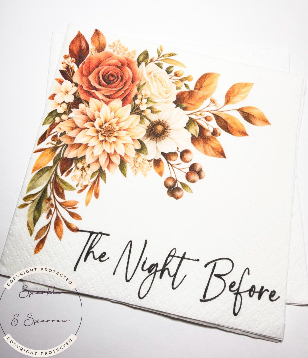 The Night Before Rehearsal Dinner Fall Rehearsal Dinner Fall Wedding Napkins One Day Away Cocktail, Luncheon or Dinner Napkins Set of 25
