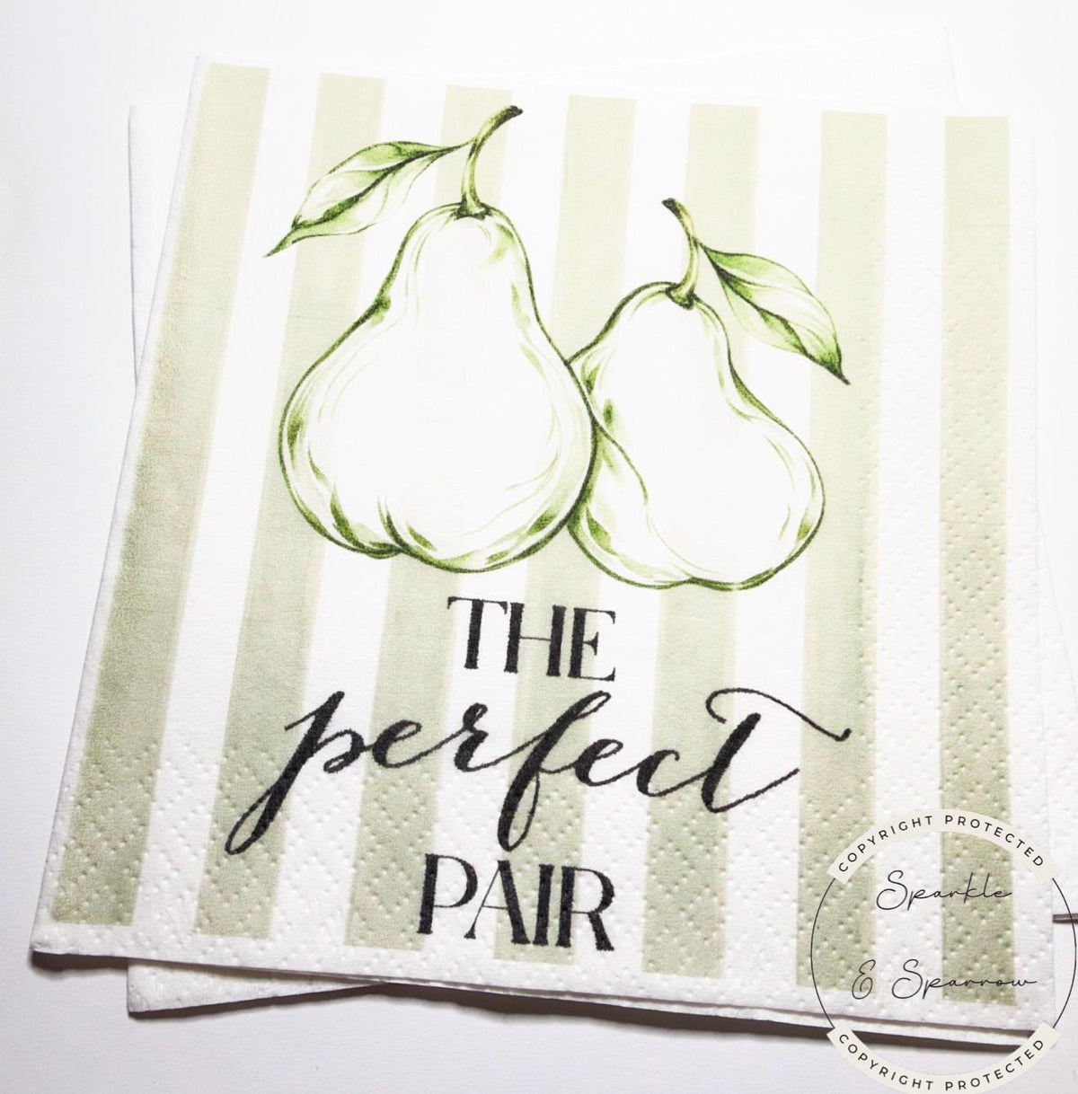The Perfect Pair Bridal Shower Pear Bridal Shower Pear Couples Shower Perfect Pear  Spring Cocktail, Luncheon or Dinner Napkins Set of 25