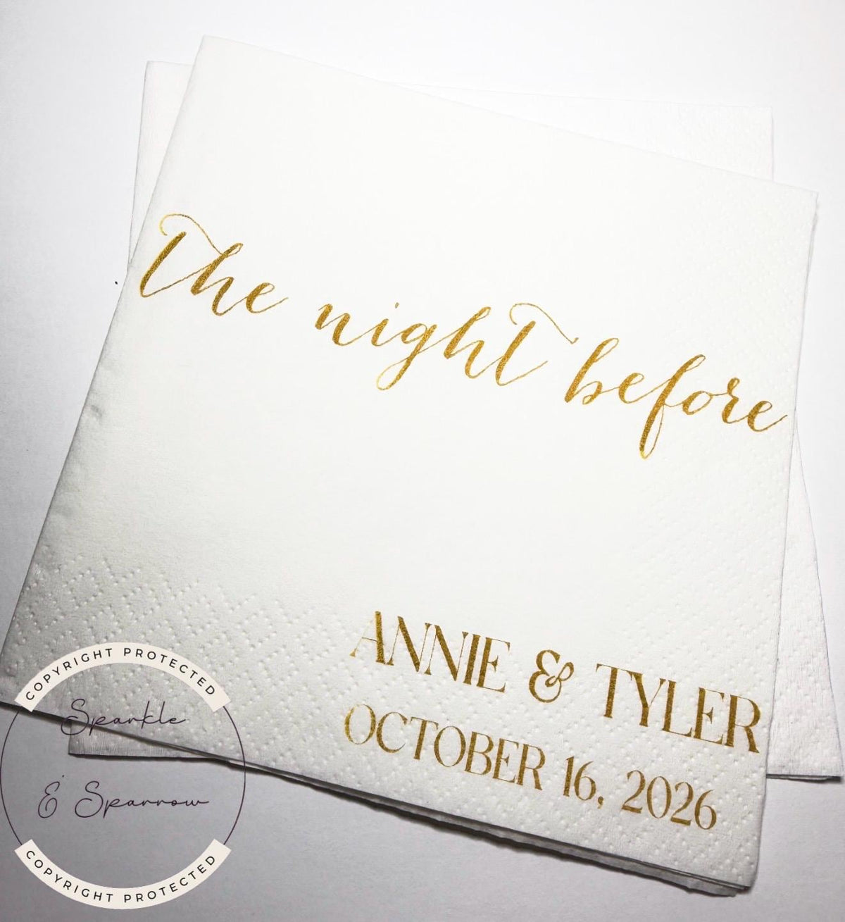 The Night Before Rehearsal Dinner Personalized Wedding Napkins Spring Summer Rehearsal Personalized Cocktail or Luncheon Napkins, Set of 25