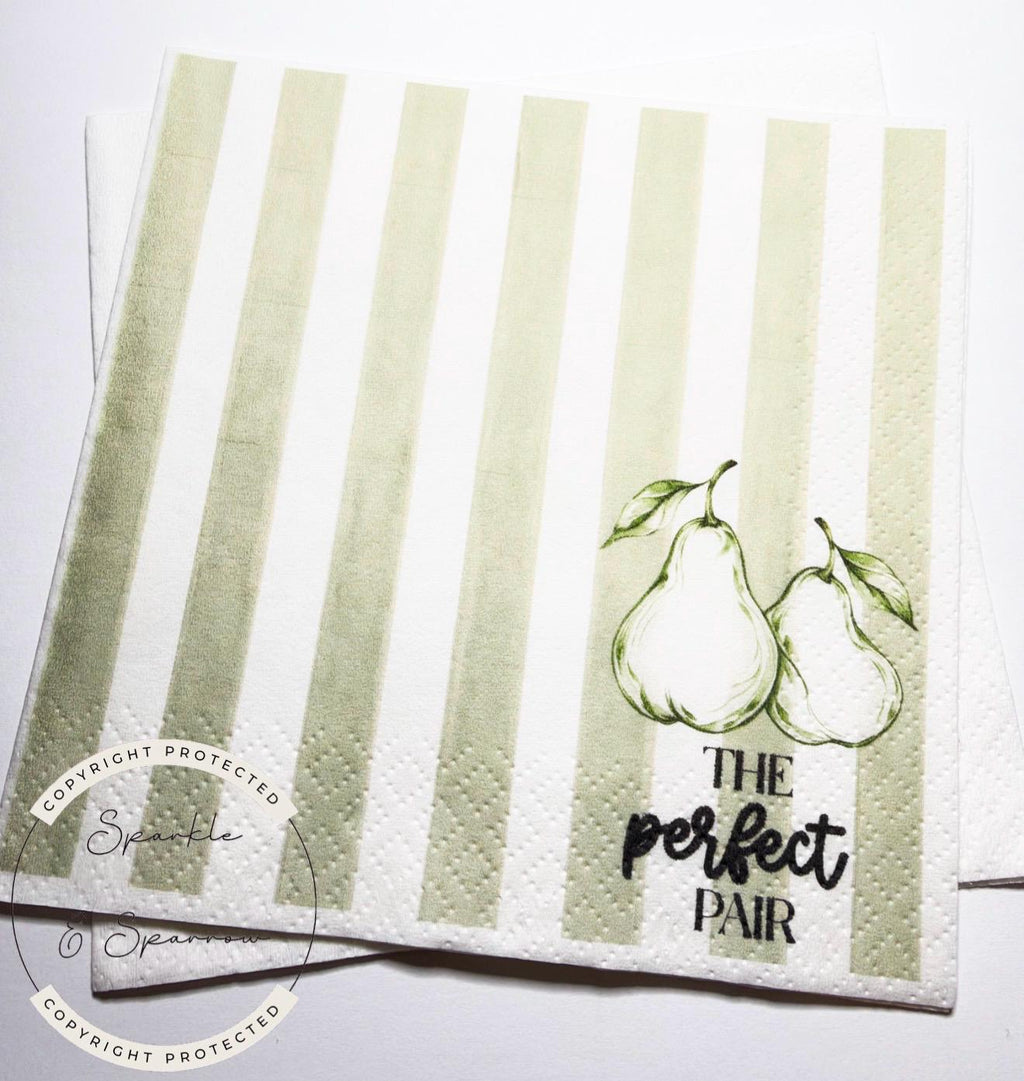 The Perfect Pair Bridal Shower Pear Bridal Shower Pear Couples Shower Perfect Pear  Spring Cocktail, Luncheon or Dinner Napkins Set of 25