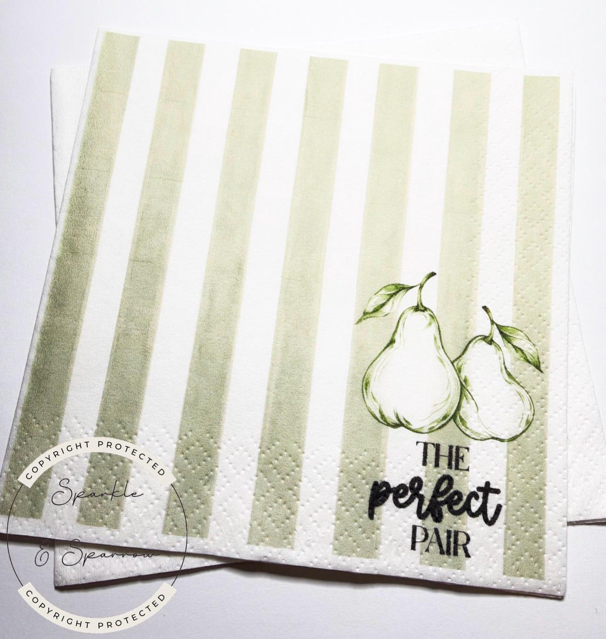 The Perfect Pair Bridal Shower Pear Bridal Shower Pear Couples Shower Perfect Pear  Spring Cocktail, Luncheon or Dinner Napkins Set of 25