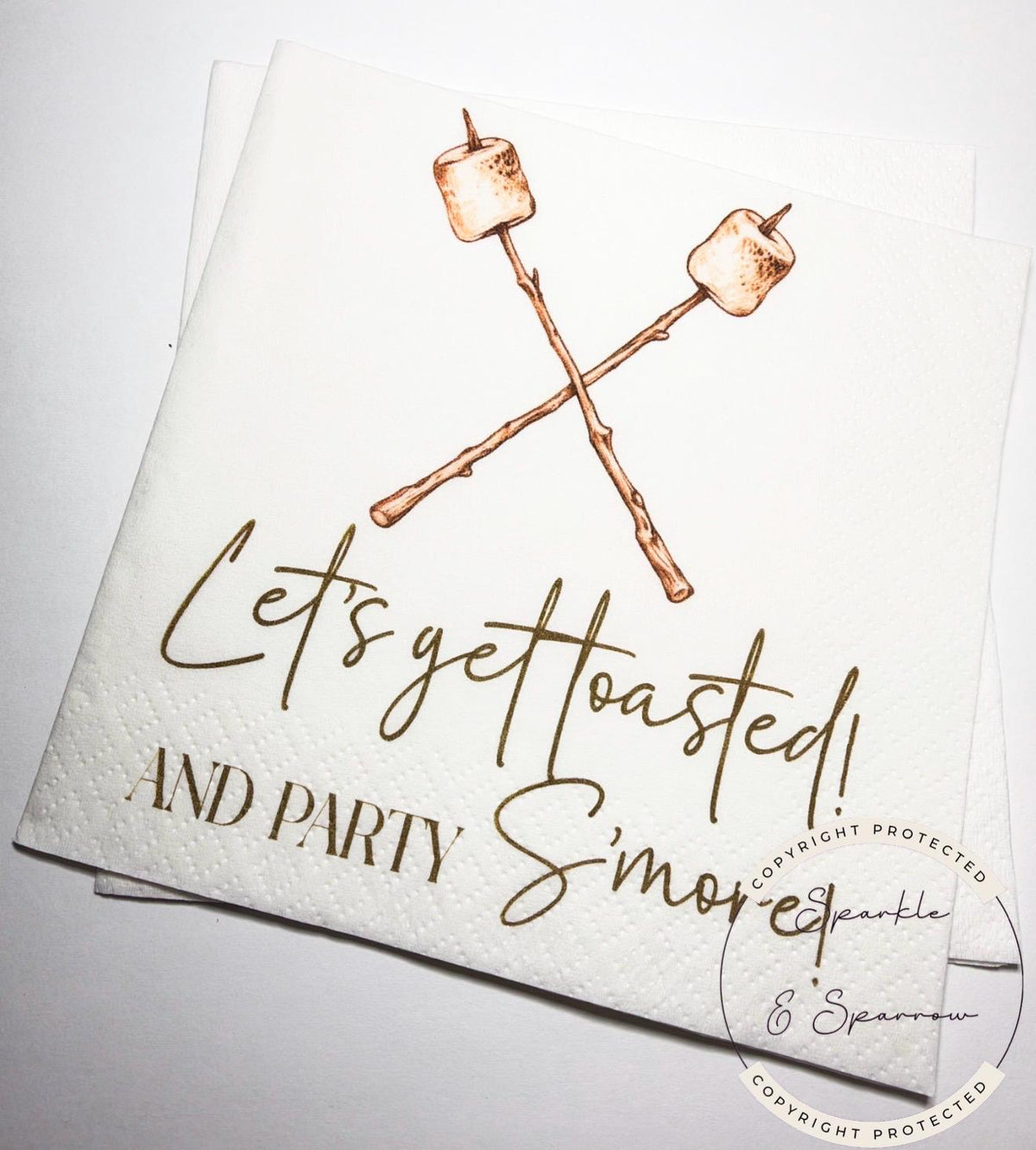 Let’s Get Toasted Smores Bar Roast a Marshmallow Party Smore Birthday Wedding Smores Cocktail, Luncheon or Dinner Napkins Set of 25