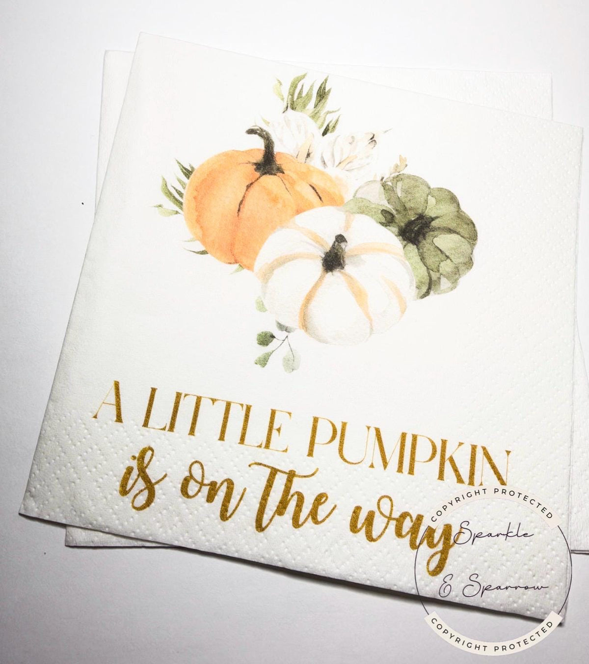 A Little Pumpkin is on the Way Fall Baby Shower Pumpkin Autumn Baby Shower Gender Neutral Pumpkin Fall Baby Shower Napkins, Set of 25