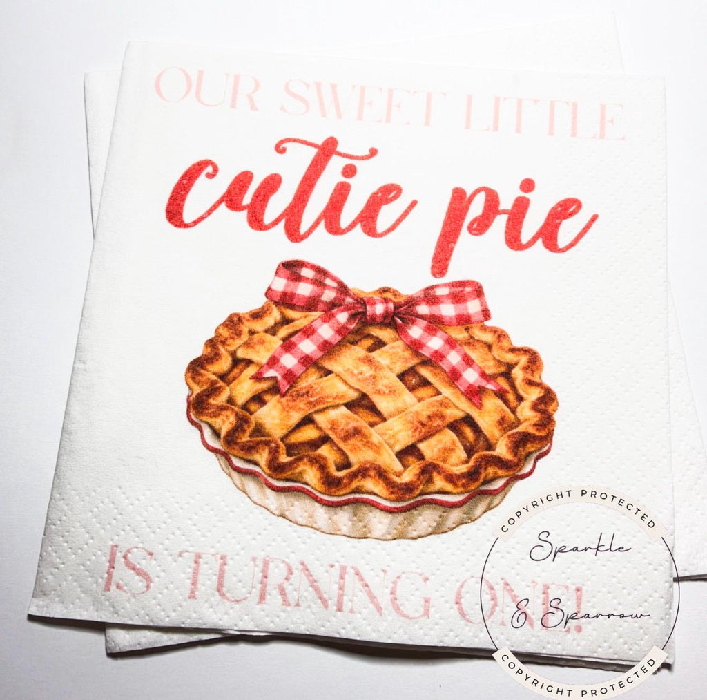 Sweet Little Cutie Pie 1st Birthday Napkins Pumpkin Pie First Birthday Fall First Bday Party Autumn Pumpkin Birthday Napkins, Set of 25